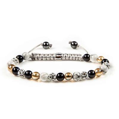 Karma Armband Spiral Black Meets Gold White Crystal