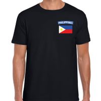 Philippines t-shirt met vlag Filipijnen zwart op borst voor heren