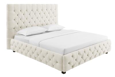 Bed PARIS CHESTERFIELD 180x200cm linnen stof beige - 41328