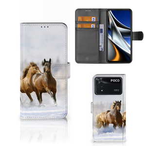 Xiaomi Poco X4 Pro 5G Telefoonhoesje met Pasjes Paarden