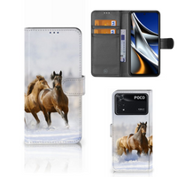 Xiaomi Poco X4 Pro 5G Telefoonhoesje met Pasjes Paarden - thumbnail