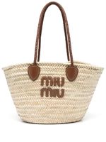 Miu Miu sac cabas à patch logo - Tons neutres