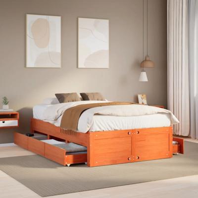 Bedframe zonder matras met lades grenenhout wasbruin 135x190 cm