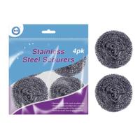 Schuursponsjes - RVS - 4x - staalspons - sponzen - 6 cm