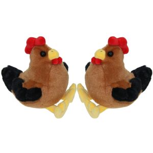 Set van 2x stuks pluche knuffel dieren Kip vogel van 15 cm