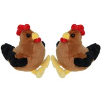 Set van 2x stuks pluche knuffel dieren Kip vogel van 15 cm