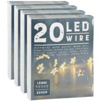 Cepawa Draadverlichting lichtsnoer sterren - 4x - 220 cm - 20 leds - warm wit - batterij