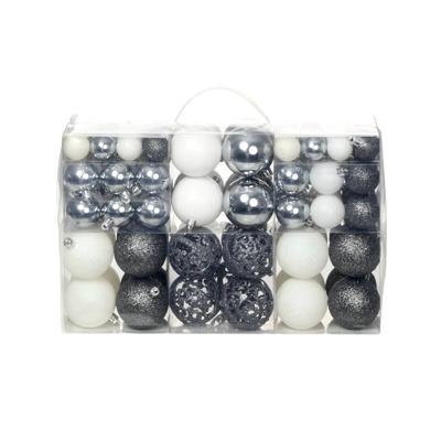 VidaXL 100-delige kerstballenset 3/4/6 cm wit/grijs