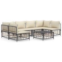 The Living Store Hoekbank Loungeset - Antraciet - Poly Rattan - 72 x 72 x 66 cm - Weerbestendig