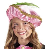 Pieten baret roze met groene veer