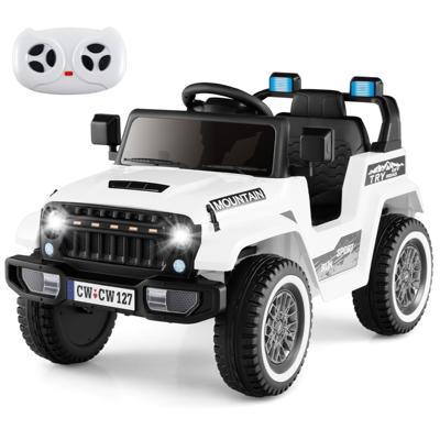 12 V Elektrische Auto voor Kinderen van +3 Jaar Dubbele Motor 3 Versnellingen 4-Vering Langzaam Starten en Stoppen Muziek Wit