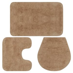 VidaXL Badmattenset stof beige 3-delig