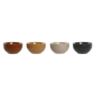 Kom Home ESPRIT Beige Grijs Mosterd Terra cotta Keramiek Scandi 480 ml 14 x 14 x 7,5 cm (4 Stuks)
