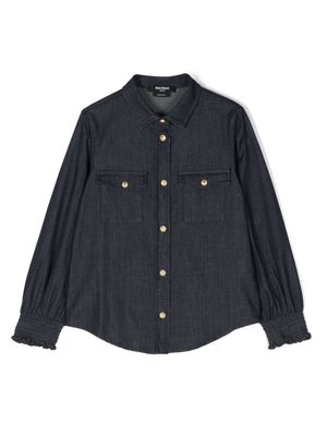 Balmain Kids chemise à boutonnière - Bleu