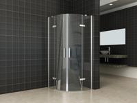 Wiesbaden 1/4 ronde cabine 2 dr.deuren 900x900x2000 chr.8mm NANO