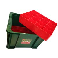 Kerstballen/kerstversiering opruimen opbergbox groen/rood 36 Liter - thumbnail