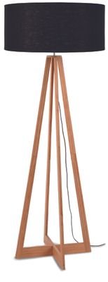 Good&Mojo Vloerlamp 'Everest' Bamboe en Eco linnen, kleur Zwart