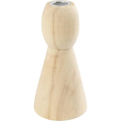 Conische houten kandelaars, H: 9,5 cm, 1 stuk