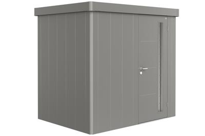 Biohort Metalen tuinhuis Neo - Enkele deur - Kwartsgrijs - 1B (236x180 cm)- Plat dak- Metaal- Biohort