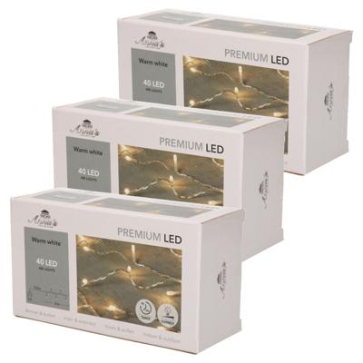 Anna's Collection Kerstverlichting - 3x - warm wit - 40 LEDs - 4 m
