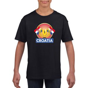 Zwart Kroatie supporter kampioen shirt kinderen