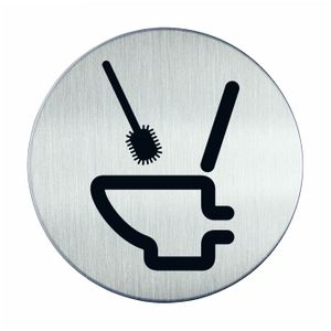 Novioproducts Pictogram zelfklevend rond gebruik toiletborstel RVS