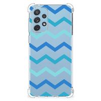 Samsung Galaxy A73 Doorzichtige Silicone Hoesje Zigzag Blauw