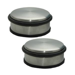 Set van 2x stuks RVS deurstopper rond 11,5 x 6 cm