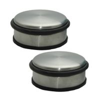 Set van 2x stuks RVS deurstopper rond 11,5 x 6 cm