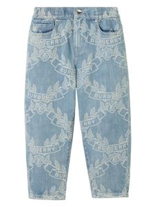 Burberry Kids jean à logo imprimé - Bleu