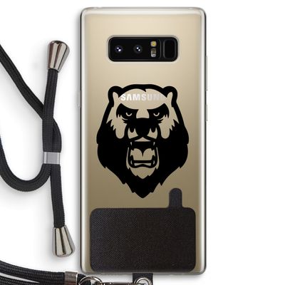 Angry Bear (black): Samsung Galaxy Note 8 Transparant Hoesje met koord