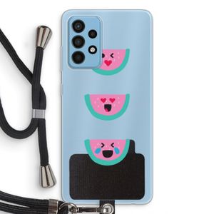 Smiley watermeloen: Samsung Galaxy A52 Transparant Hoesje met koord