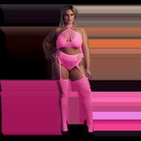 Ouch! by Shots Twee Delige Set met Crop Top en Kousen - Plus Size - Neon Roze