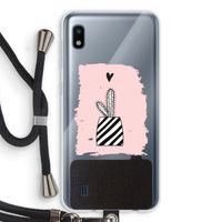 Zwart-wit cactus: Samsung Galaxy A10 Transparant Hoesje met koord