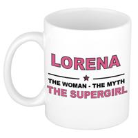 Lorena cadeau mok - Woman Myth Supergirl - naam koffiemok - 300 ml - collega - moederdag
