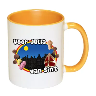 Sinterklaas mok met naam (geel)