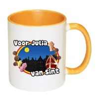Sinterklaas mok met naam (geel)