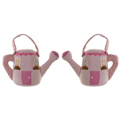 Deurstopper gieter - 2x - 1,5 kilo - roze - polyester - 26 x 13 x 25 cm