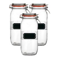 Weckpot/inmaakpot - 4x - 2L - glas - met beugelsluiting - incl. etiketten - thumbnail