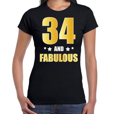 34 jaar and fabulous tekst - verjaardag cadeau t-shirt - zwart - voor dames