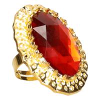 Sinterklaas verkleed ring goud/rood - ovaal - voor heren - sieraden