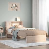 Bed met boekenkast zonder matras massief grenenhout 90x190 cm
