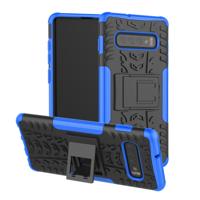 Tire Texture TPU + PC schokbestendig geval voor Galaxy S10 PLUS, met houder (blauw)