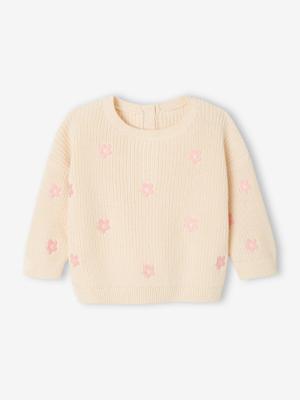 Geborduurde babytrui vanille