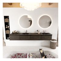 Mondiaz Bukla 240cm badmeubel met module 60 links kleur dark brown met 4 lades en wastafel dubbel 2 kraangaten kleur urban