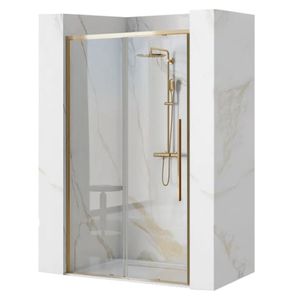 Douchedeur REA Rapid | 100x195 cm | 1 Schuifdeur | Helder glas | Goud glans beslag