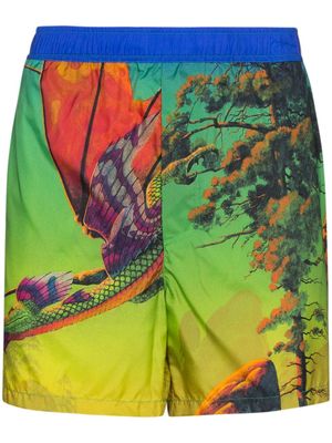 Valentino Garavani short de bain imprimé Dragon At Dawn - Vert