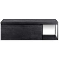 Frozen Badmeubelset 140 cm - Greeplijst in Kleur - Zwart Frame - Wastafelbovenblad Black Oak