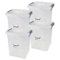 Urban Living Opberg box - 4x - 11 liter - 27 x 25 x 27cm - met deksel en clips - waterdicht