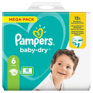 Pampers Baby-Dry Maat 6, 70 Luiers, Tot 12 Uur Bescherming, 13-18kg